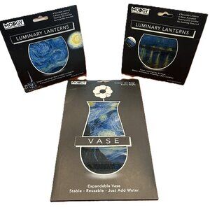Modgy Van Gogh Starry Night Luminary Lanterns (4) + Expandable Vase Set